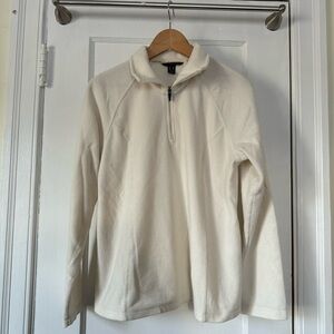 Lands’ End White Long Sleeve Half Zip Fleece Pullover